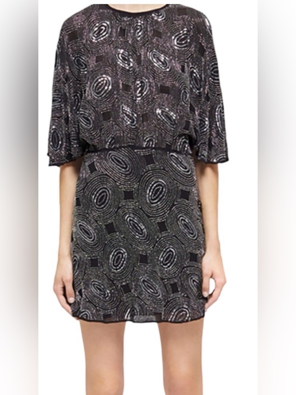 The Kooples Women’s Black Patterned Sequence‎ Short Dress Size M